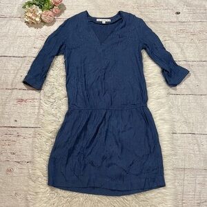 & Other Stories Blue Satin Leopard Dropwaist Mini Dress